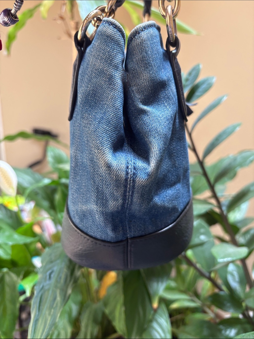 Coach micro ally Denim and Navy Leather Drawstring Satchel - Blue - Picture 7 of 9